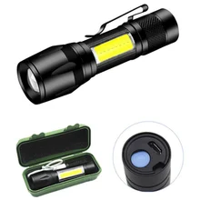 Built In Battery Mini Led Flashlight Zoom Focus Torch Lamp Rechargeable USB Lantern Adjustable Waterproof Outdoor Led Penlight