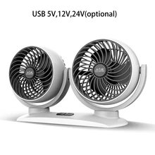 Car Fan 12V 3 Speed Electric Car Cooling Fan with Dual Head Rotatable Quiet Strong Dashboard Cooling Air Circulator Fan