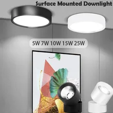 Ceiling Light LED Down Light Surface Mounted Downlight Ultra-thin Tricolour Panel Light Adjustable Angle LED Down