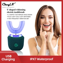 CkeyiN Automatic Toothbrush U Type Blue LED Light Teeth Whitening Cleaning Ultrasonic Toothbrushes Timer Wireless Rechargeable