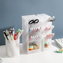 Creative Transparent Oblique Pen Holder Student Desktop Pen Holder Storage Stationery Box Office Pen Holder