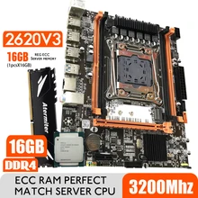 DDR4 2DDR4 DIMM Motherboard Set With Xeon E5 2620 V3 LGA2011-3 CPU 1 * 16GB = 16GB PC4 RAM 3200MHz DDR4 Memory RAM REG ECC