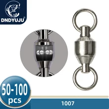 DNDYUJU 50/100pcs Heavy Duty Ball Bearing Fishing Connector Rolling Swivel Stainless Steel Solid Ring Fishing Accessories