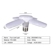 Deformation Folding LED Lamp E27 Four Leaf Screw 4+1 Leaf Lamp 28W Wide Pressure Three Leaf Mini Light Bulb