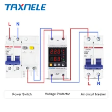 Dual Display 40A 63A 230V Din Rail Adjustable digital Over Under Voltage Relay Surge Protector Limit Over Current Protection