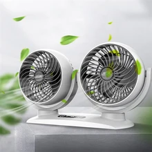 Dual Head Car Fan 12V 24V Universal Mini USB Fan Cooler 3 Grade Wind Speed with Aromatherapy Wind Direction Adjustable