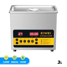 EIWEI Ultrasonic Bath 120W 3L Heating Temperture Degasing Semiwave Cleaner Tank 110V/220V With Stainless Basket