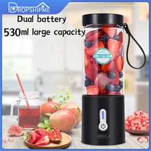 Electric Smoothie Mixer Portable Juice Blender 530ML Large Capacity Dual Battery Waterproof with Power Display Food Processors