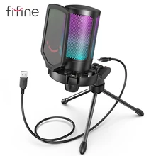 FIFINE Ampligame USB Microphone for Gaming Streaming with Pop Filter Shock Mount&Gain Control Condenser Mic for Laptop/Computer