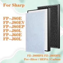 FZ-J80HFE FZ-J80DFE HEPA Filter and Carbon Filter for Sharp FP-J80E FP-J80EV FP-J80EP FP-J80L FP-J60E FP-J60L Air Purifier