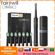 Fairywill Sonic Electric ToothbrushUSB Charge Rechargeable E11 Waterproof Electric Toothbrush 8 Brush Replacement Heads Adult