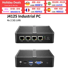 Fanless Soft Router Intel Celeron J4125 Mini PC Quad Core 4x Intel i225 2.5G LAN HDMI VGA pfSense Firewall Appliance ESXI AES-NI
