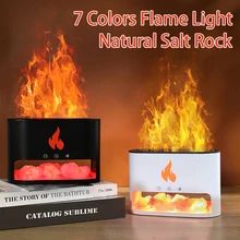 Fireplace Humidifier Crystal Salt Rock Fire Lamp Volcano Air Humidifier Flame Aroma Smell Device Essential Oil Diffuser for Home