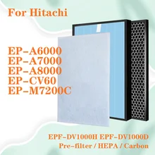 For Hitachi air purifier EP-A6000 EP-A7000 EP-A8000 EP-M7200C Replacement HEPA filter and Activated Carbon Air Purifier Filter
