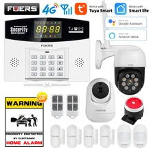 Fuers Tuya Smart WIFI 4G GSM Alarm System Burglar Alarm 433MHZ Wireless Wired Zone Link To Alexa Google Motion Sensor IP Camera