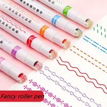 Funny Double Line Pattern Outline Marker Pen Hand Copy Account Multi-colored Curve Pen Quick Dry Mark Notes Painting Highlighter