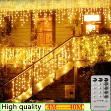 Garland Christmas lights Curtain String Light Waterfall Outdoor Decoration 4M Fairy Led Lights for Garden Wedding Party Holiday