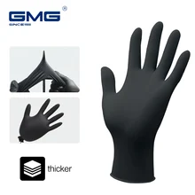 Gloves Nitrile Waterproof Work Gloves GMG Thicker Black Nitrile gloves for Mechanical Chemical Food Disposable Gloves