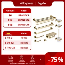 Gold Brushed Bathroom Accessories Hardware Set Toilet Roll Paper Holder Towel Bar Rail Rack Hanger Hook Soap Dish Toilet Brush