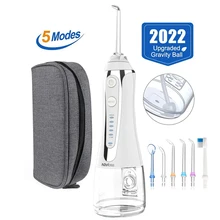 H2ofloss Water Flosser Professional Cordless Dental Oral Irrigator 300ML Portable USB Rechargeable IPX7 Waterproof 5 Modes 6 Jet