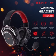 HAVIT H2008d Wired Gaming Headset with 3.5mm Plug 50mm Drivers Surround Sound HD Mic for PS4 PS5 XBox PC Laptop Gamer Headphone