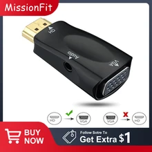 HDMI-compatible Male to VGA Female Adapter HD 1080P Audio Cable Converter For PC Laptop TV Box Computer Display Projector