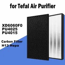 HEPA H13 Filter 370*167*35mm / Activated Carbon Filter 385*185*10mm For Tefal Air Purifier Parts XD6060F0 PU4025 PU4015