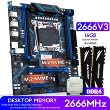HUANANZHI QD4 Motherboard with combo kit set XEON E5 2666 V3 16GB 2666MHz (2*8G) DDR4 Desktop Memory NVME NGFF USB 3.0