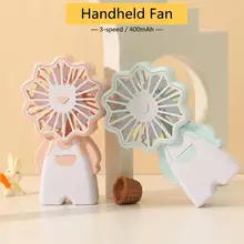 Handheld Mini Fan Portable Cooling Fans USB Rechargeable Outdoor Air Cooler 3 Speed Electric Fan Cartoon Silent Fans Appliances