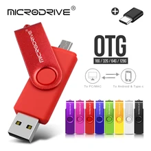 High Speed 2 IN 1 USB 2.0 Flash Pendrive usb key OTG USB Flash Drive H2testw 16GB 32GB 64GB 128GB Pen Drive Cle + Type-C adapter