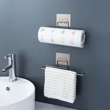 Home Appliance Household Kitchen Bathroom Towel Rack Stainless Steel Punch-Free Rag Plastic Wrap Wall Hanging Toilet Rack
