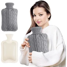Hot Water Bottle With Cover With Knitted Cover 2 Liters Hot Water Bag Big Bed Bottle Snuggle For Neck Shoulder Belly Warmth
