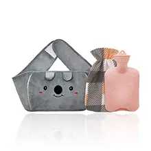 Hot Water Bottle with Cover 1 L Hot Water Bottle Small with Soft Plush Hand Waist Warmer Hot Bottle Belt Rubber Hot Water Bag
