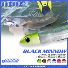 Hunthouse Fishing Black Minnow Minnow Black Jig Head 25/40/60/90/120g Soft Fishing Lure Silicon Bait Minnow Black Leurre Souple