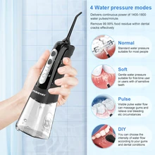 INSMART Oral Irrigator Dental Water Flosser Portable USB Rechargeable 4 Jet Tips 300ML Waterproof Water Thread for Teeth Cleaner