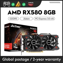 JIESHUO AMD RX580 8GB 256Bit 2048SP GDDR5 Computer Game graphics Card Radeon RX 580 8G mining/gaming DisplayPort video plate