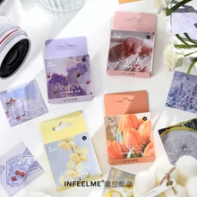 Journamm 44-50pcs/box Kawaii Mini Box Adhesive Stickers Scrapbooking Creative Junk Journal Decorative Stationery School Supplies