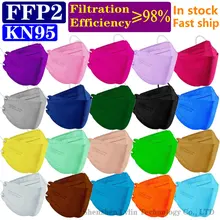 KN95 FFP2 CE 15 Color Wholesale Fish Mask Hygienic Mascarillas Protective Respirator Anti-Fog Adult FPP2 Reusable Masques