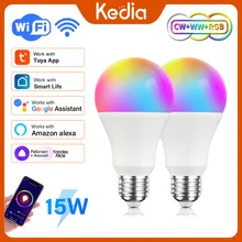 Kedia Tuya 9/15W WiFi Smart Light Bulb Smart Life E27 RGB LED Lamp Dimmable Light Bulb Voice Control Work With Alexa Google Home