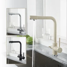 Kitchen Filtered Faucet Balck with Dot Brass Purifier Faucet Dual Sprayer Drinking Water Tap Vessel Sink Mixer Tap Torneira
