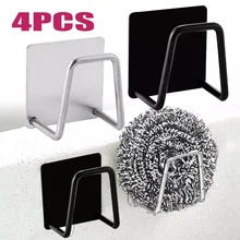 Kitchen Stainless Steel Sponges Racks Self Adhesive Sink Sponges Drain Drying Rack Kitchen Sink Accessories Storage Holders