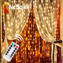 LED Garland Curtain Lights 8 Modes USB Remote Control Fairy Lights String Wedding Christmas Decor for Home Bedroom New Year Lamp