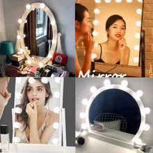 LED Make up Mirror Light Bulbs USB Hollywood Vanity Makeup Mirror Lights Bathroom Dressing Table Lighting Dimmable LED Wall Lamp