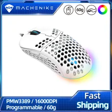 Machenike M6 Gaming Mouse RGB PMW3389 Computer Mouse Gaming 16000DPI Programmable Adjustable PC Hollow Design 60g LED Light