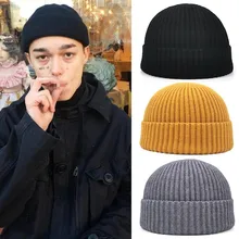 Men Knitted Hats Winter Warm Women Beanies Caps Solid Color Brimless Baggy Melon Cap Outdoor Cycling Fishing Warm Hats Skullcap