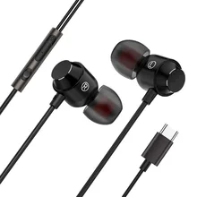 Metal in ear type-C earphone wired earphone with earplug subwoofer earphone