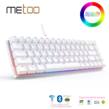 Metoo mini Portable Wireless bluetooth mechanical Keyboard Red Switch Gaming Keyboard type-c-USB For Desktop Tablet Laptop