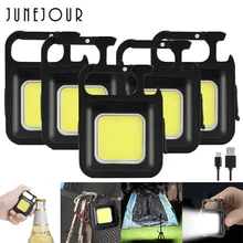 Mini LED Keychain Light Mutifuction Portable USB Rechargeable Pocket Work Light with Corkscrew Outdoor Camping Fishing Climbing
