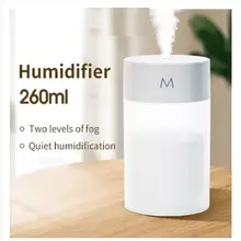 Mini Portable Air Humidifier 260ml USB Essential Oil Diffuser Portable Aromatherapy Diffuser With Light for Home Office Bedroom