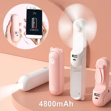 Mini Portable Usb Fan Handheld Electric Fans Rechargeable Silent Pocket Cooling Hand Eventail With Light